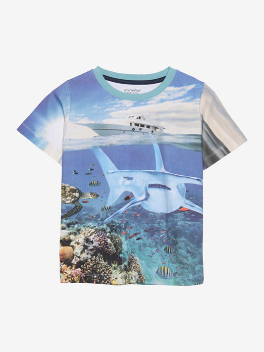 Minymo T-shirts SS AOP-Reff Waters