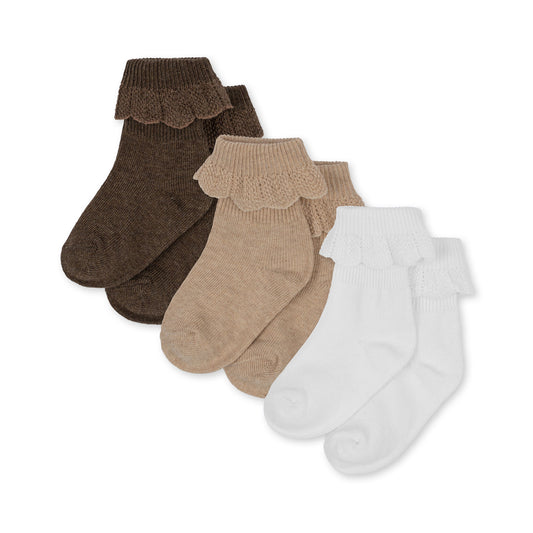 Konges Sløjd 3 Pak blonde strømper - Optic White/Sand/Brown