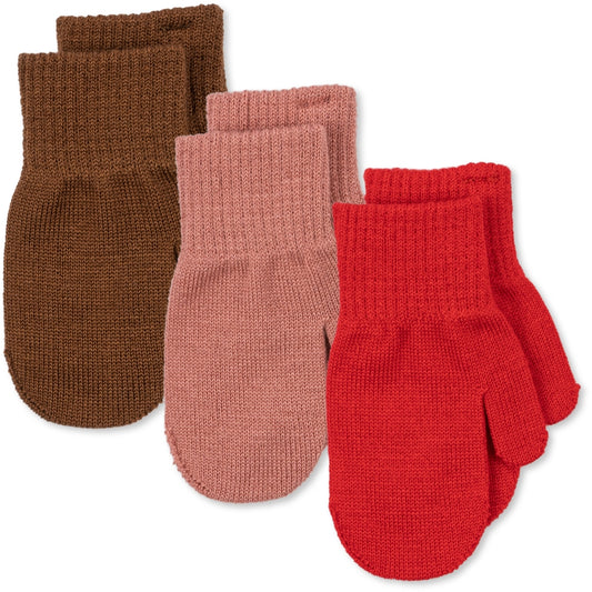 Konges Sløjd 3-pack FILLA Handschuhe – ROSE/PECAN/SCARLET