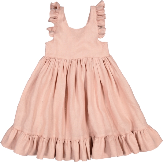 MarMar Danita Leinenkleid mit Rüschen –  Light Cheek