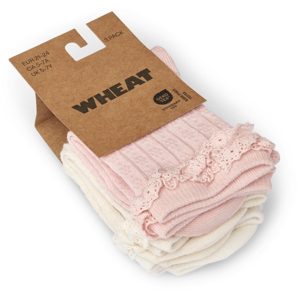 Wheat Farbige 3er-Pack Naja-Spitzensocken –Powder