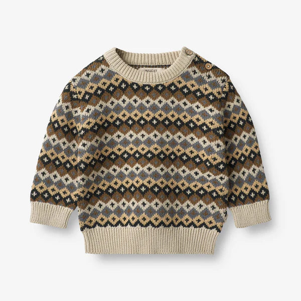 Wheat Jacquard Pullover Elias - Multi Blue