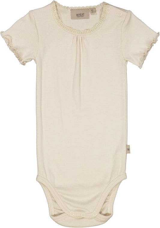 Wheat Body Rib Lace SS -Eggshell