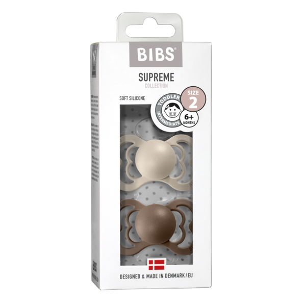 Bibs Supreme Vanilla/Dark Oak - Silicone, Size 2